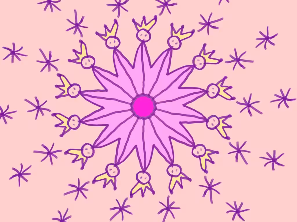 Rosa Mandala mit kleinen Königinnen – Symbol für Wärme, Würde und stille Ausstrahlung.