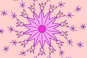 Rosa Mandala mit kleinen Königinnen – Symbol für Wärme, Würde und stille Ausstrahlung.