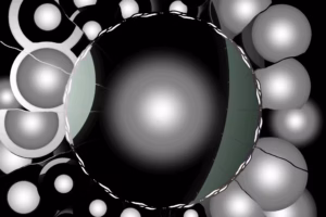 Schwarz-silbernes Mandala mit mehreren Kugeln in verschiedenen Größen – symbolisiert Ebenen und Ordnungen in der Kommunikation.