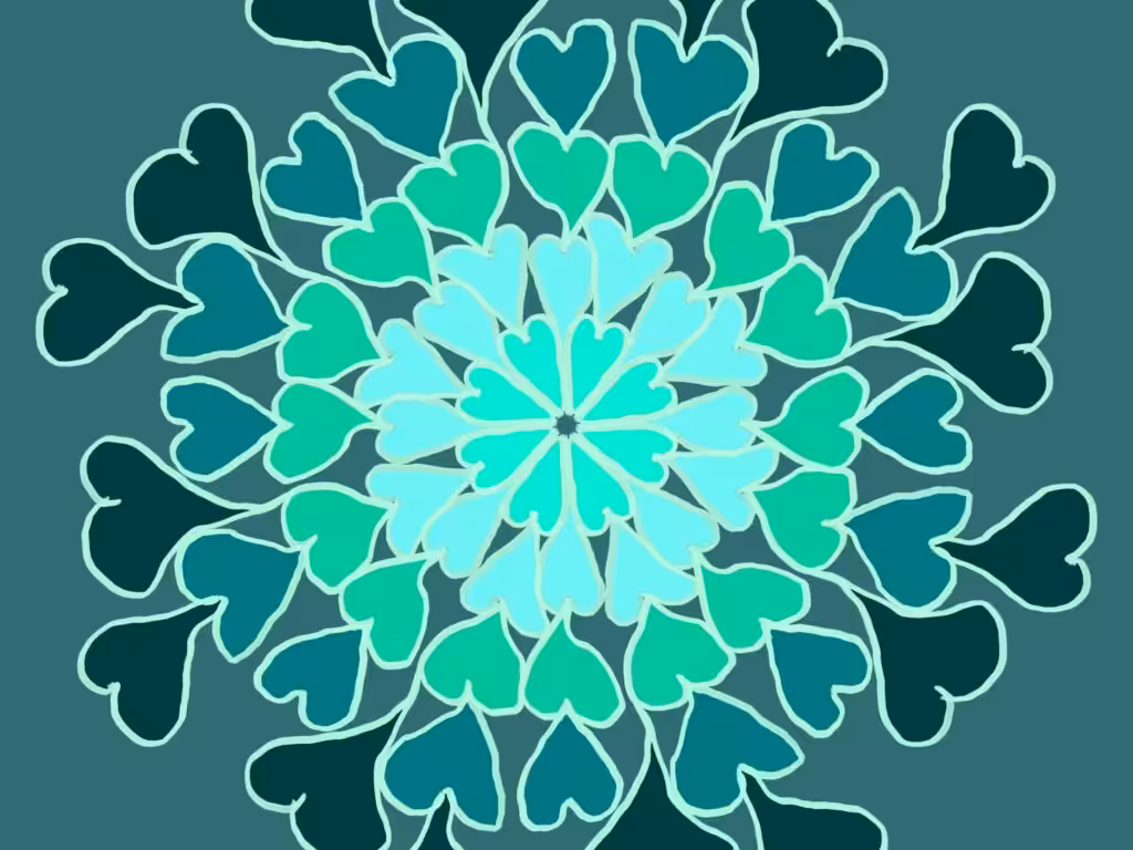 Mandala mit Herzen in Grün