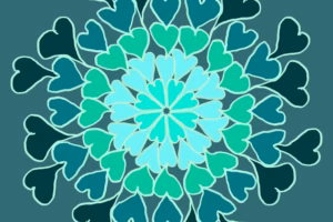 Mandala mit Herzen in Grün