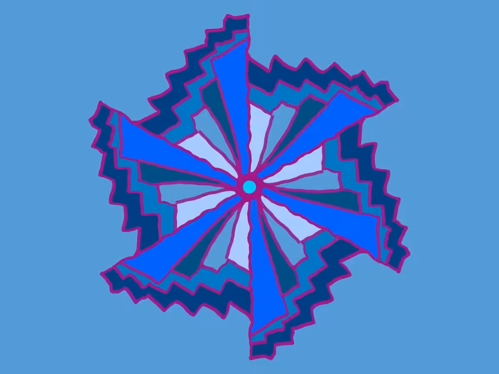 Mandala in Blau ähnlich wie ein Zahnrad - verschoben