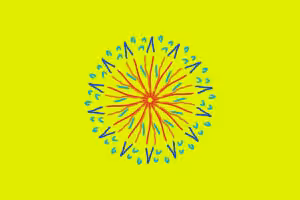 Mandala in Blau rot auf Gelb