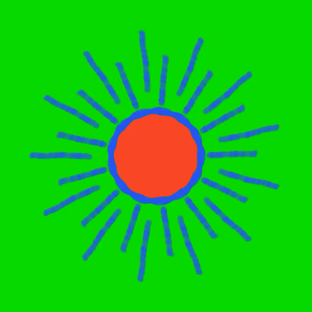 Mandala in Rot und Blau auf Grün